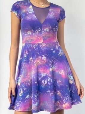 Kimchi Blue Galaxy Skater Dress Dress Purple Pink WS